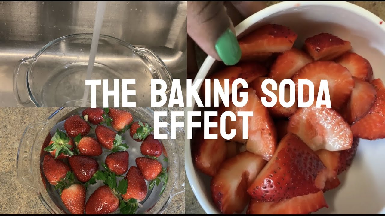 Washing strawberries with baking soda