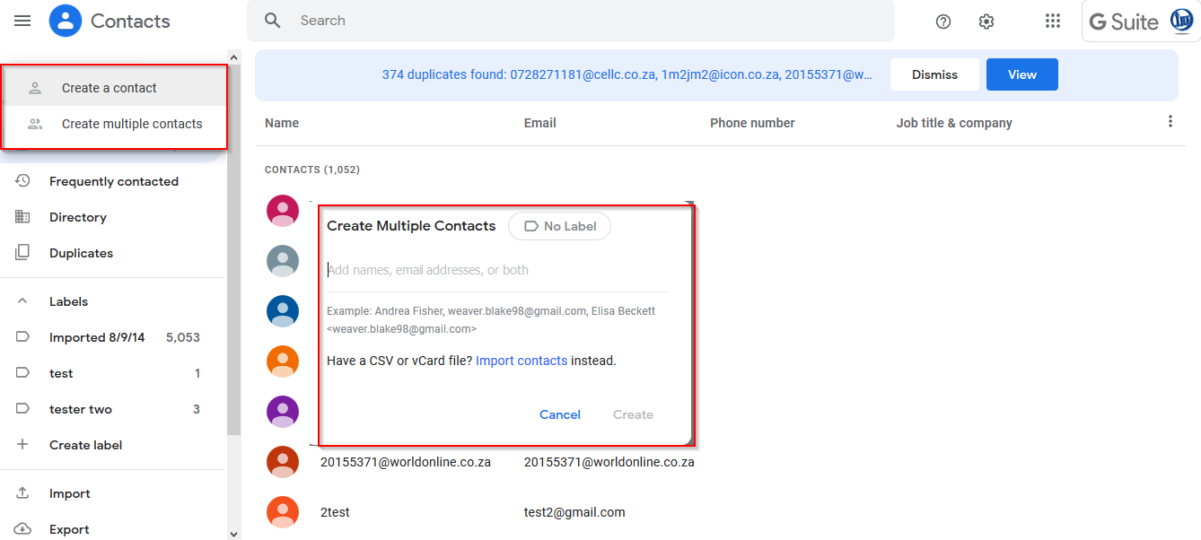 Adding Contacts to Gmail